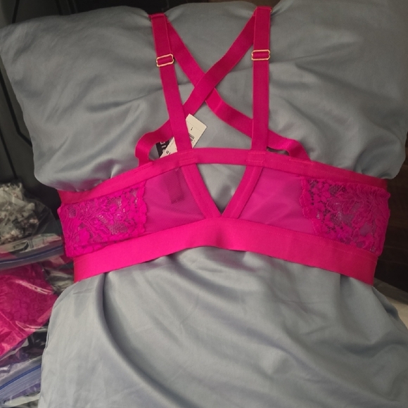 Torrid Vibrant Lace Bralette Duo in Pink and Fuchsia - Picture 3 of 6